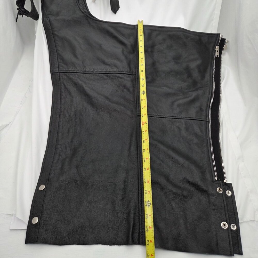 Black Leather Chaps - Lightly Lined - Great for Short Curvy Girls - Large